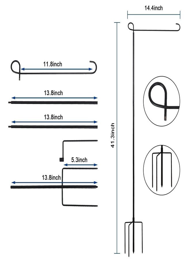 حامل عمود علم الحديقة شديد التحمل ذو 4 شوكات من ESTTOP - قاعدة علم خارجية مقاومة للعوامل الجوية للحديقة والفناء لأعلام المنازل مقاس 12 × 18 بوصة، حامل عمود علم أرضي للزينة في جميع الفصول (العلم غير متضمن) - Image 3